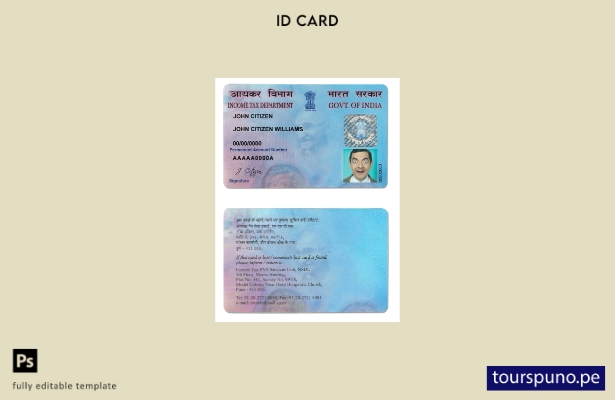 lista para imprimir la plantilla de tarjeta India e PAN